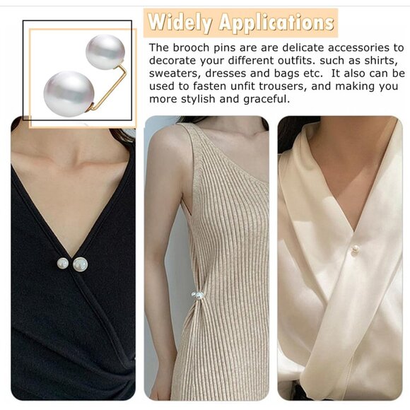 76 Pieces Pearl Brooch Pins Set, Scarf Ring Clips and Sweater Shawl Safety Pins - Picture 5 of 9